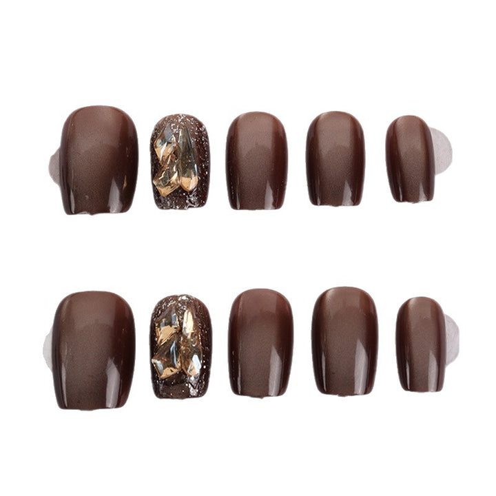 Premium Artistic Press-On Nail Set with Gem Accents Kalsten