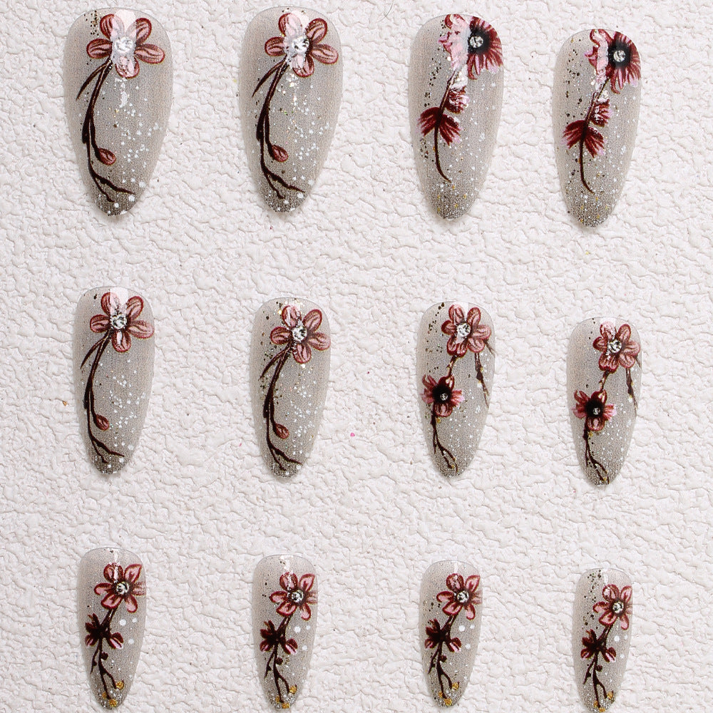 Artistic Floral Press-On Nail Set Kalsten