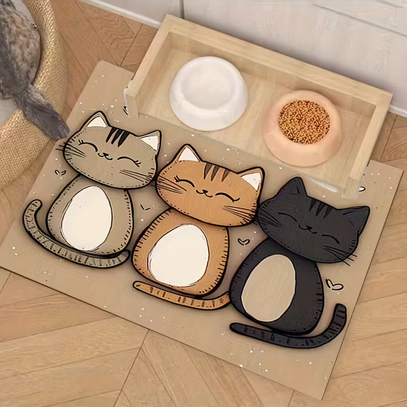 Cute Cat-Themed Feeding Mat