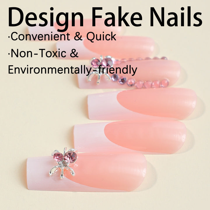 Glamorous artificial nail tips with 3D decorative elements Kalsten