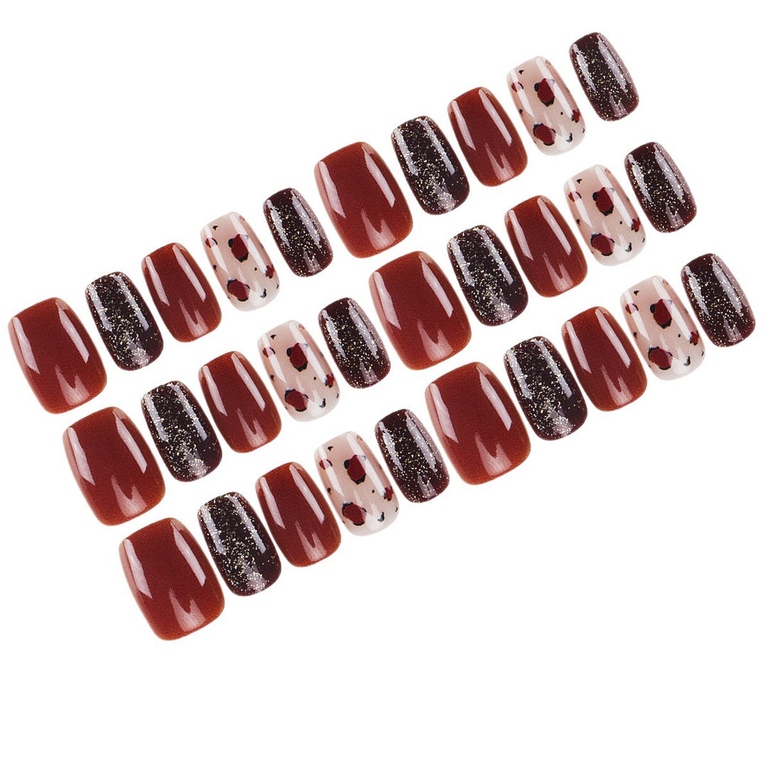 Artistic Press-On Nail Set with Glittery and Spotty Finish Kalsten