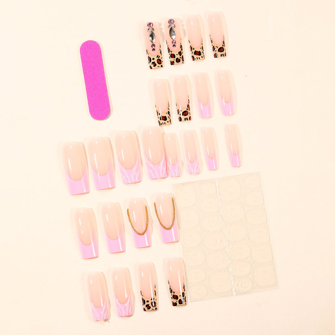 Elegant Stiletto Nail Art Extensions with Leopard Print Kalsten