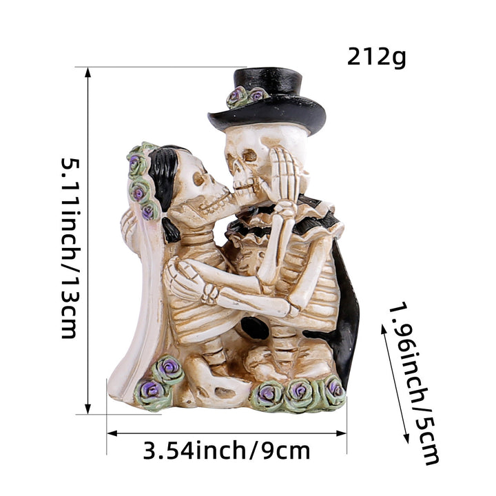 Detailed Resin Halloween Decoration Figure Skeleton with Double Bass