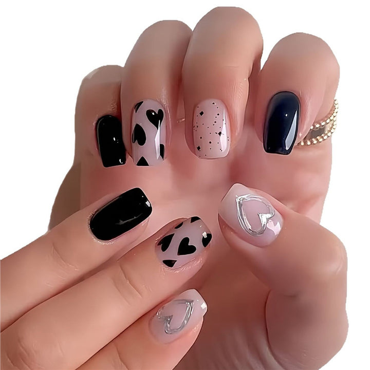 Artistic Heart-Themed Press-On Nail Set Kalsten