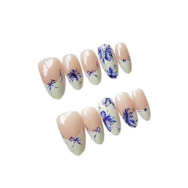 Artificial nails with floral pattern and elegant accents Kalsten