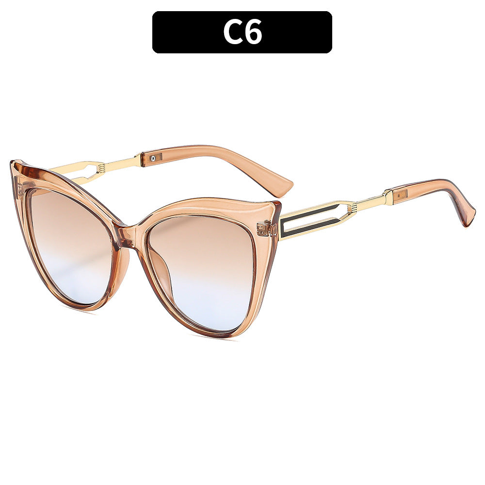 Fashionable Cat-Eye Sunglasses with Decorative Metal Accents