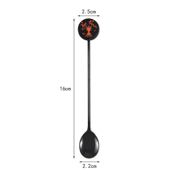 Long Bar Spoon Cocktail Stirring Spoon made of Stainless Steel with Halloween Ghost Design