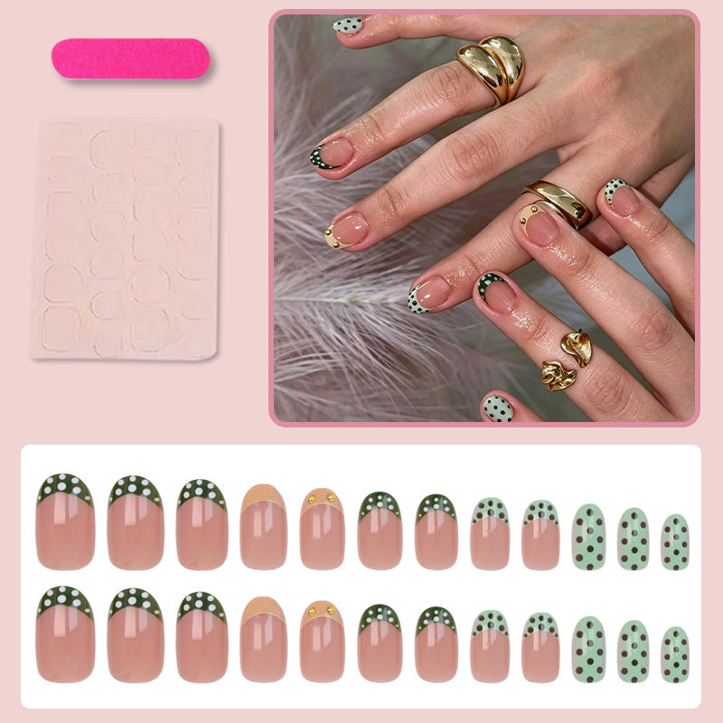 Artificial nail set with creative dot and glitter design Kalsten