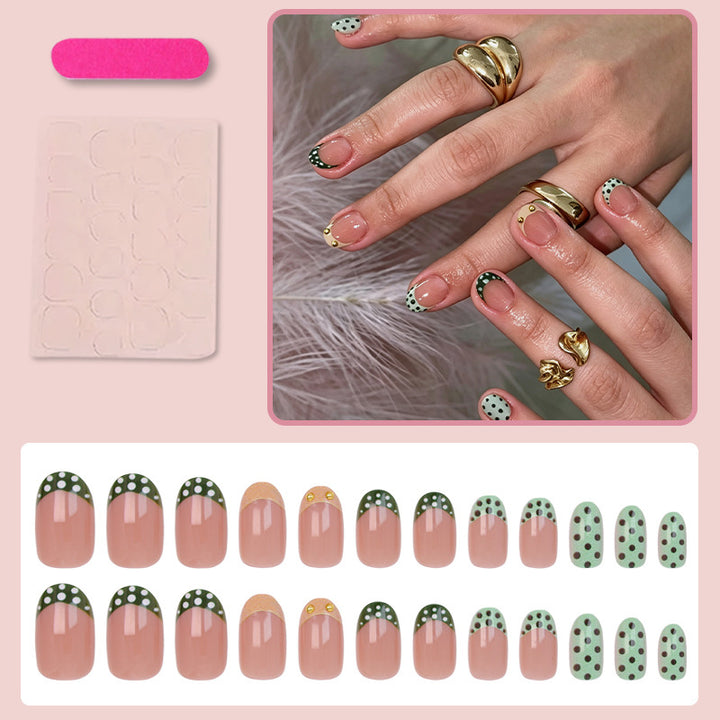 Artificial nail set with creative dot and glitter design Kalsten