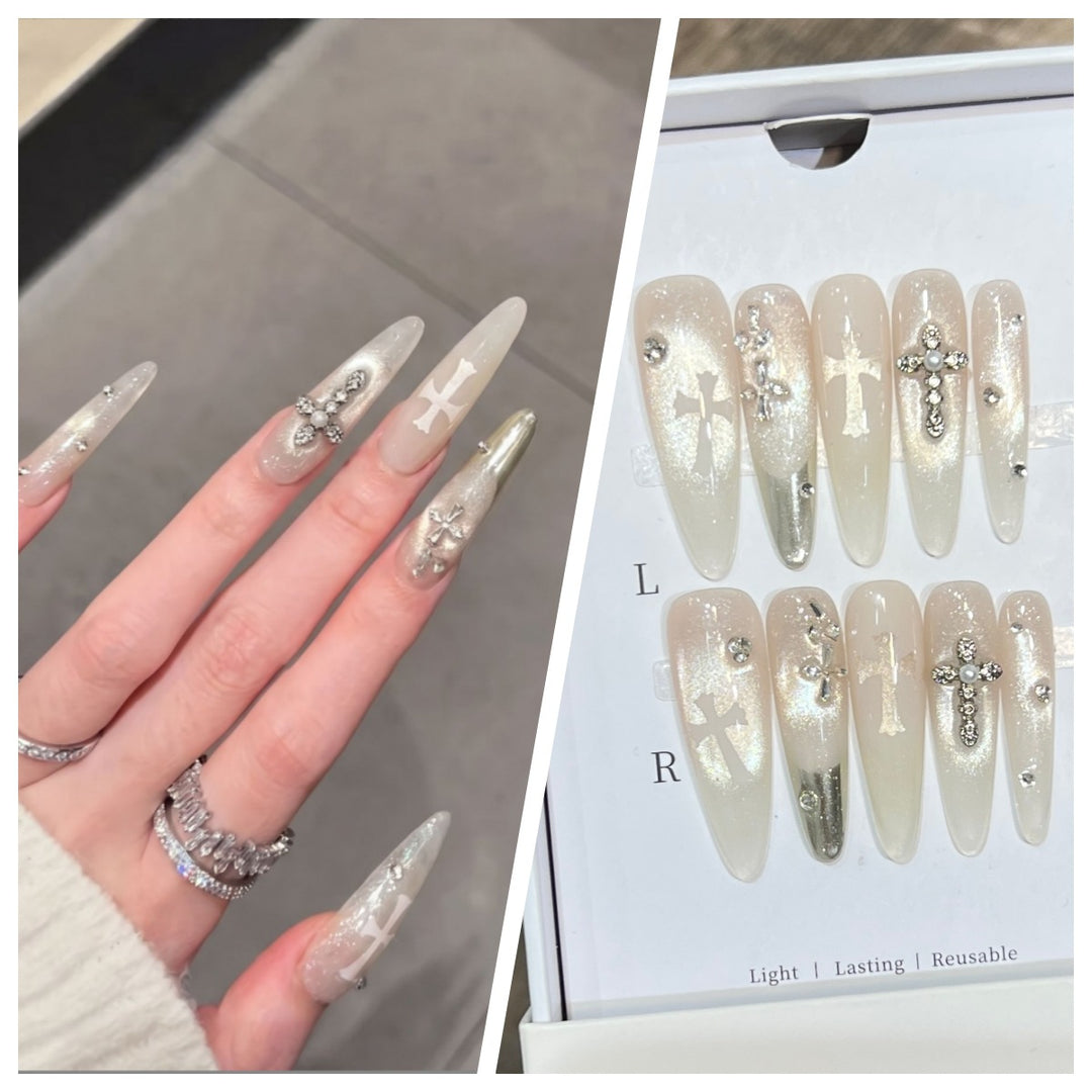 Artistic Stiletto Press-On Nail Set with Charming Patterns Kalsten