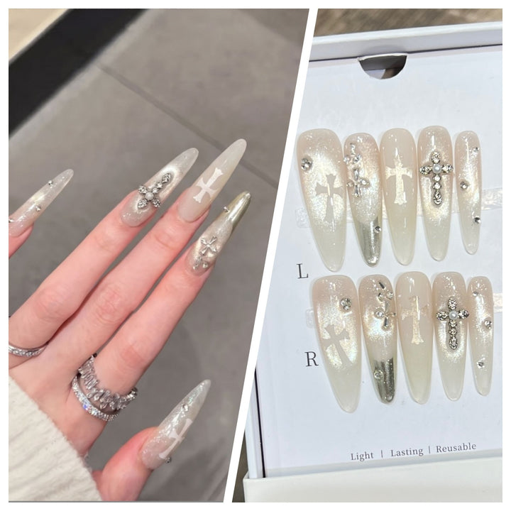 Artistic Stiletto Press-On Nail Set with Charming Patterns Kalsten