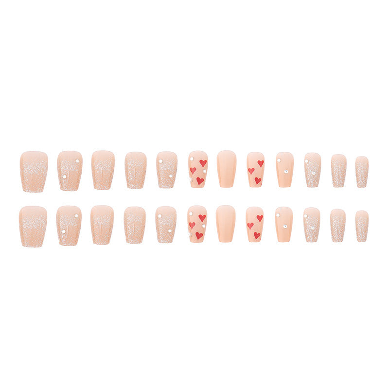 Romantic Heart-Themed Press-On Nail Set
