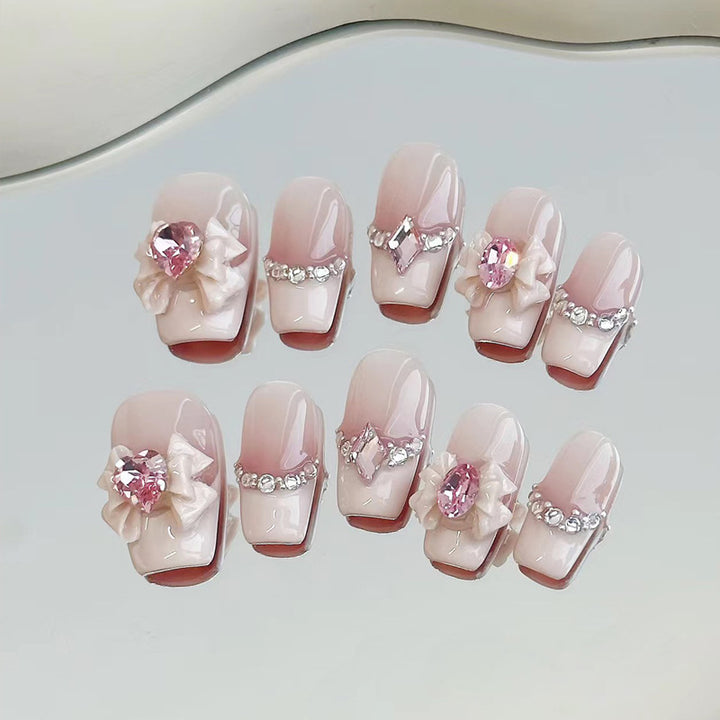 Decorative Press-On Nail Set with Star and Bow Designs Kalsten