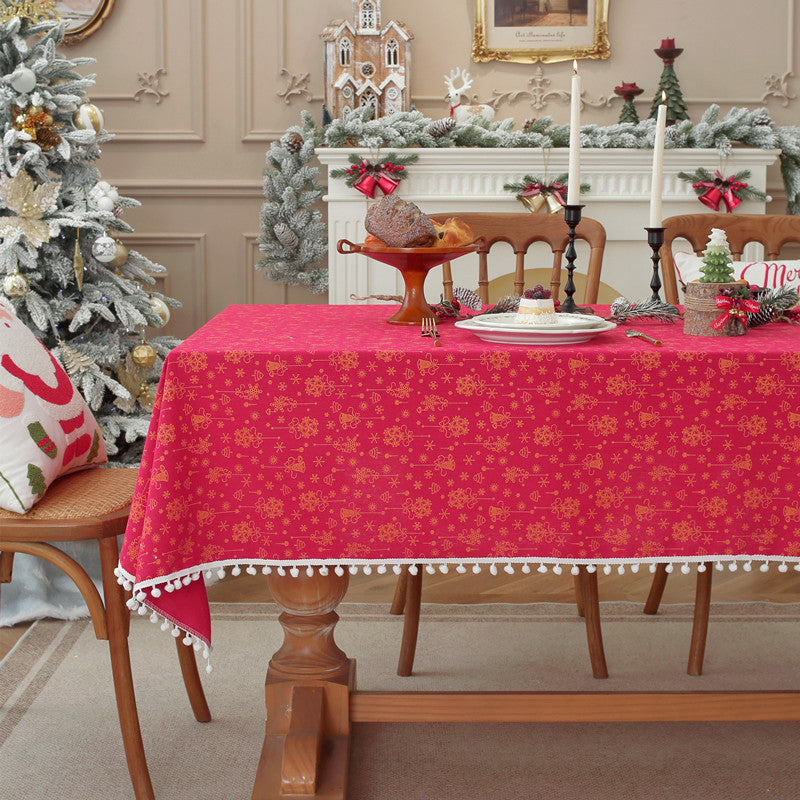Festive Floral Print Table Cover