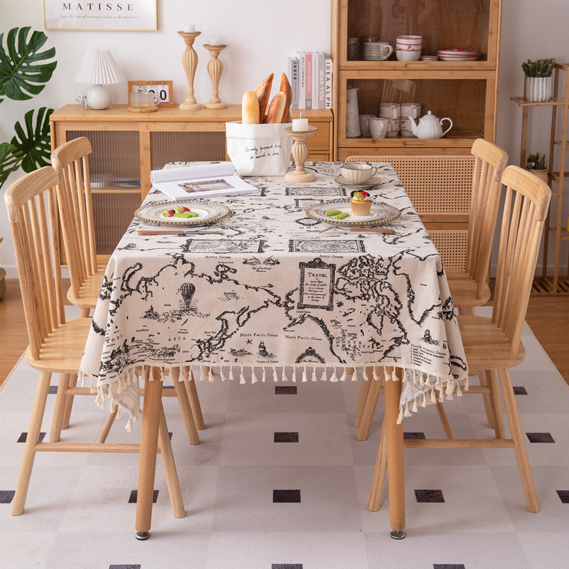 Vintage Newspaper Print Tablecloth