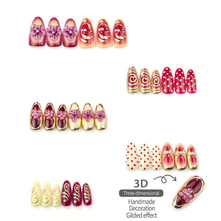 Decorative Floral Press-On Nail Art Set