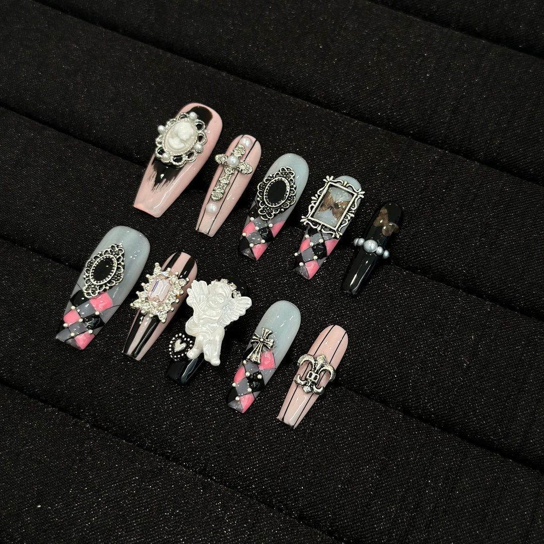 Decorative Gothic-Themed Press-On Nail Art Set