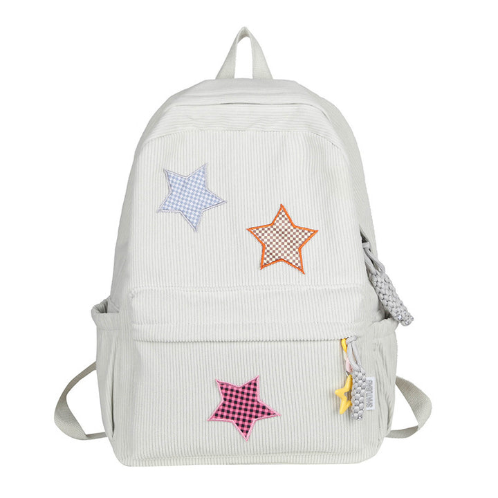 Fun Star Patterned Corduroy School Backpack Kalsten