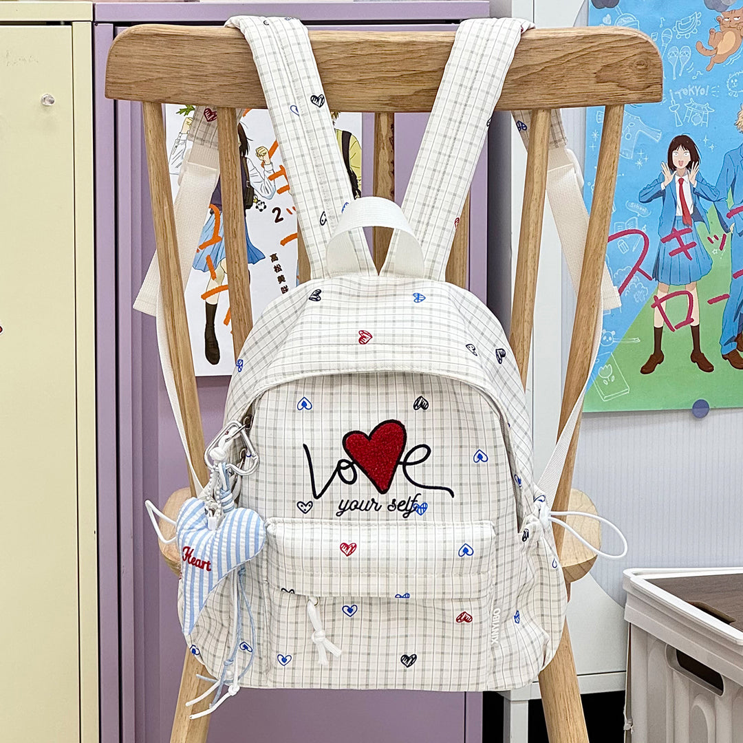 Embroidered Heart-Themed Casual Backpack Kalsten