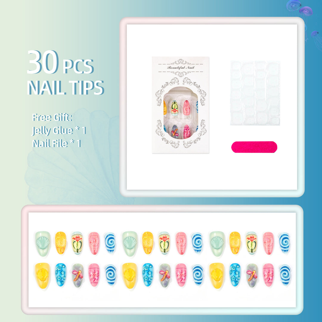 Artistic Decorative Summer-Themed Press-On Nails