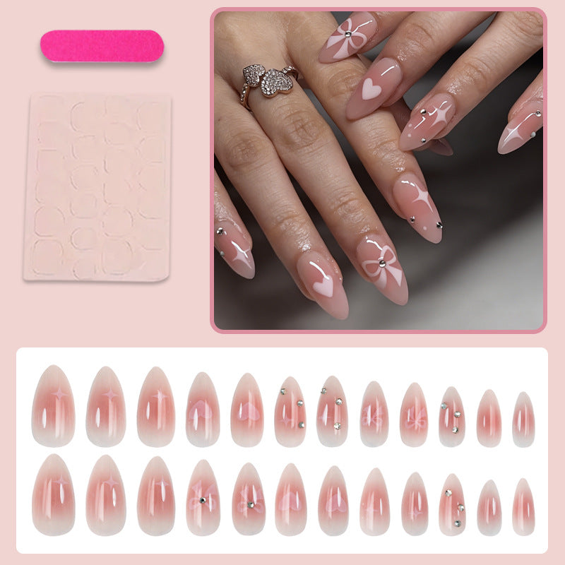 Artificial nail set with romantic heart and bow motifs Kalsten