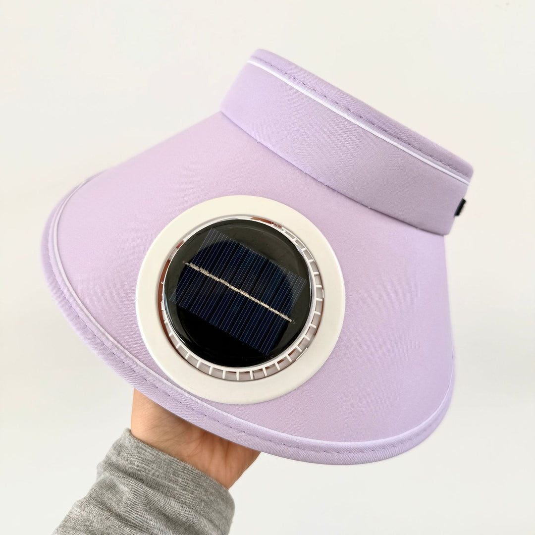 Lightweight foldable sunshade with integrated solar module and quiet fan Kalsten