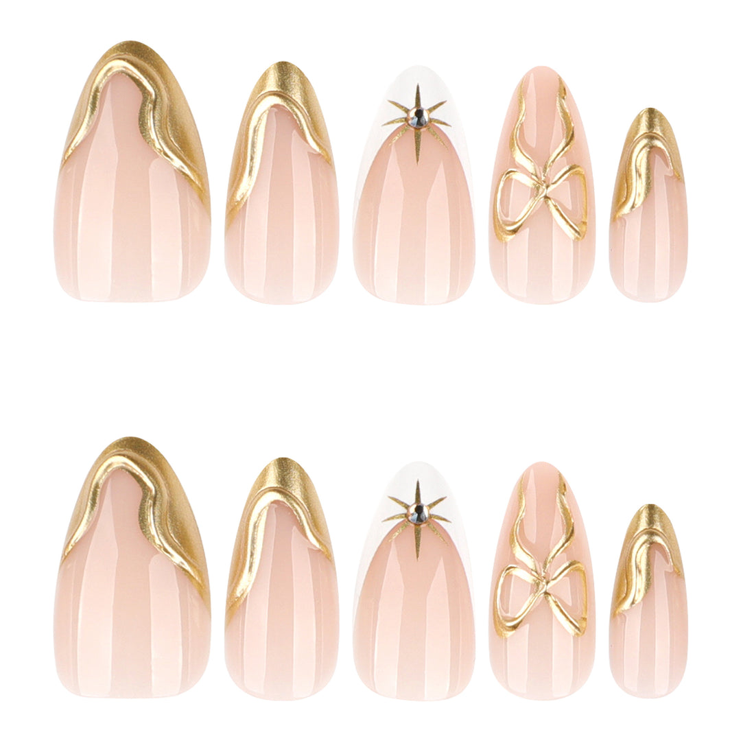 Artistic stiletto nails with elegant gold accents Kalsten