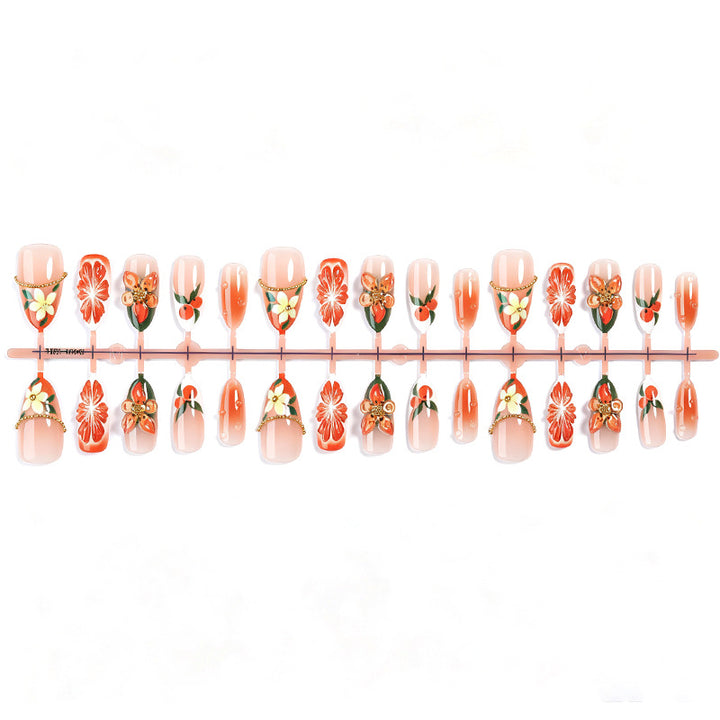 Artificial nail set with colorful flower and glitter accents Kalsten