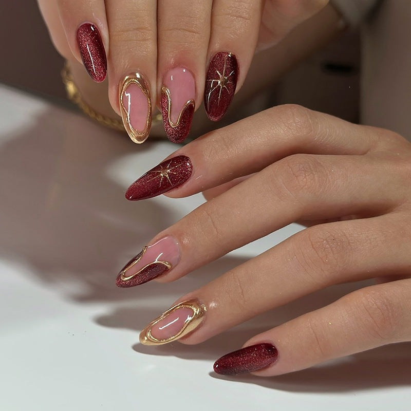 Artificial Nail Set with High-Quality Designs and Golden Accents Kalsten