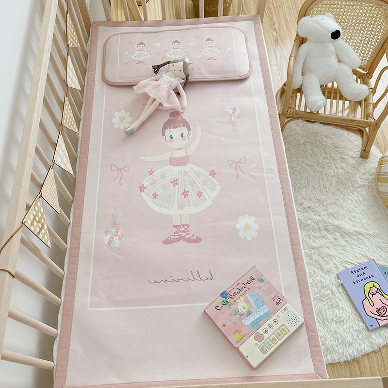 Padded baby crib mattress with good night print, non-slip bottom and wipeable cover