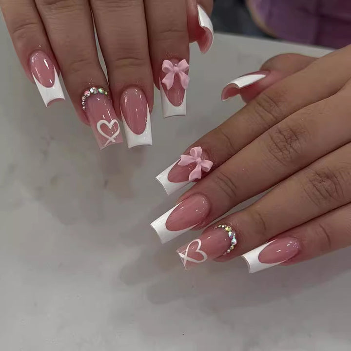 Nail art set with elegant 3D bows and rhinestone embellishments Kalsten