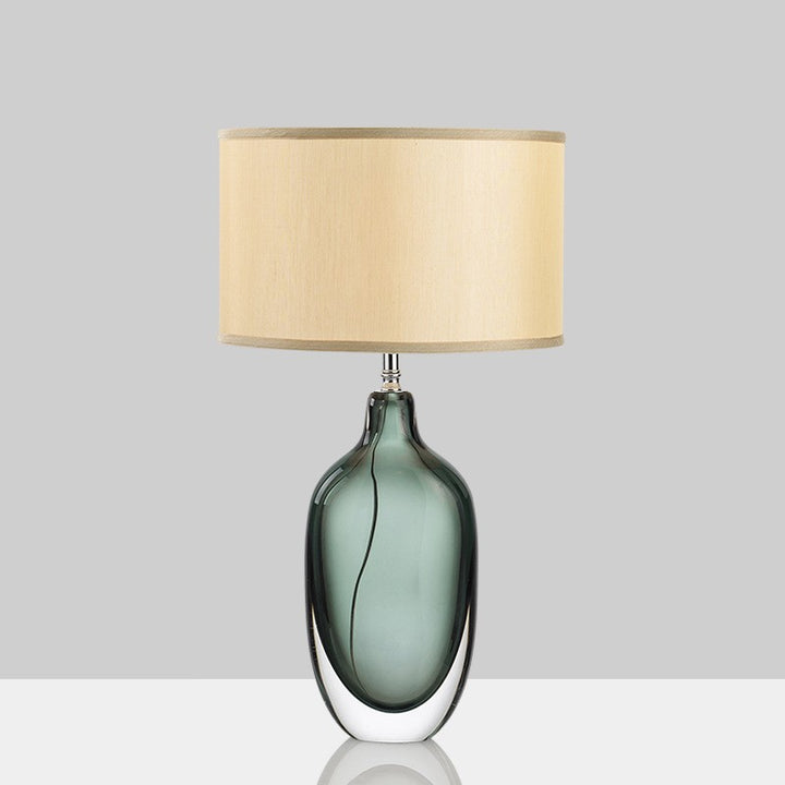 Elegant Glass Table Lamp with Natural Fabric Shade