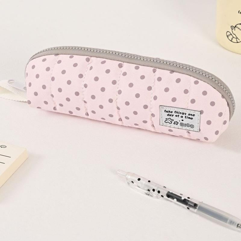 Quilted Dot Print Pencil Case