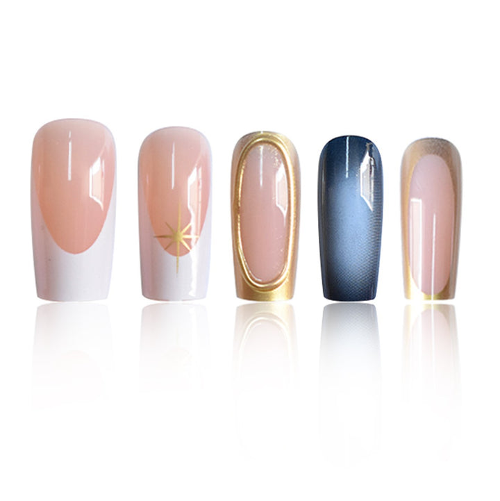 Elegant Ombre Press-On Nail Set with Gold Accents Kalsten