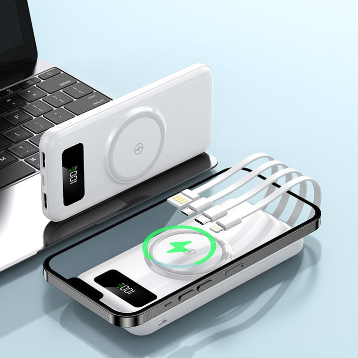 Portable power bank with integrated Qi charging function and digital display Kalsten