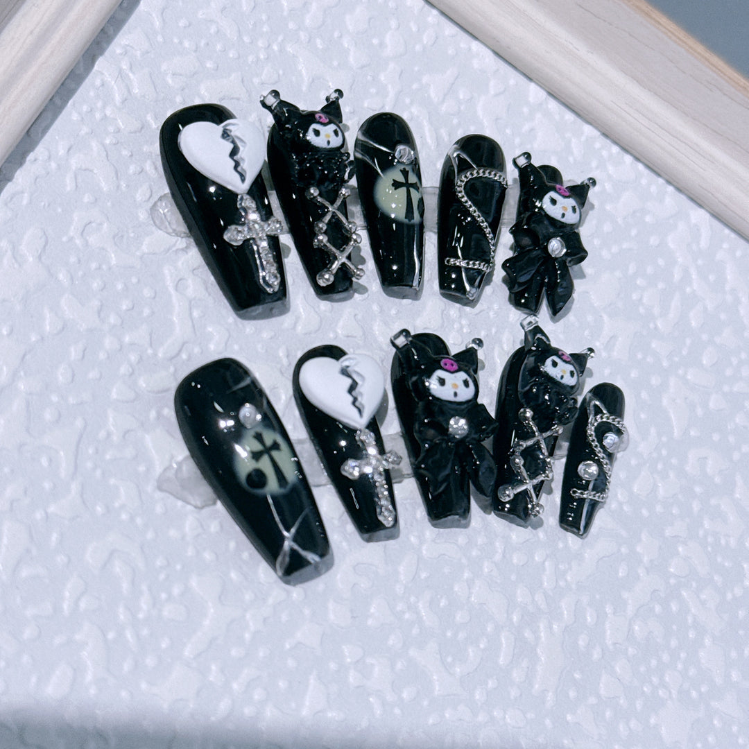 Gothic-Inspired Decorative Press-On Nail Art Set
