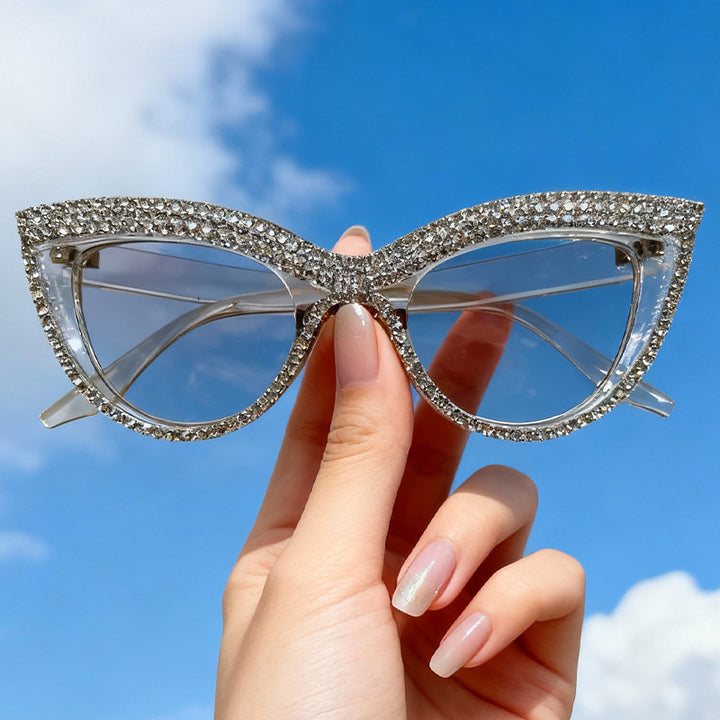 Rhinestone-Embellished Cat-Eye Eyewear Kalsten
