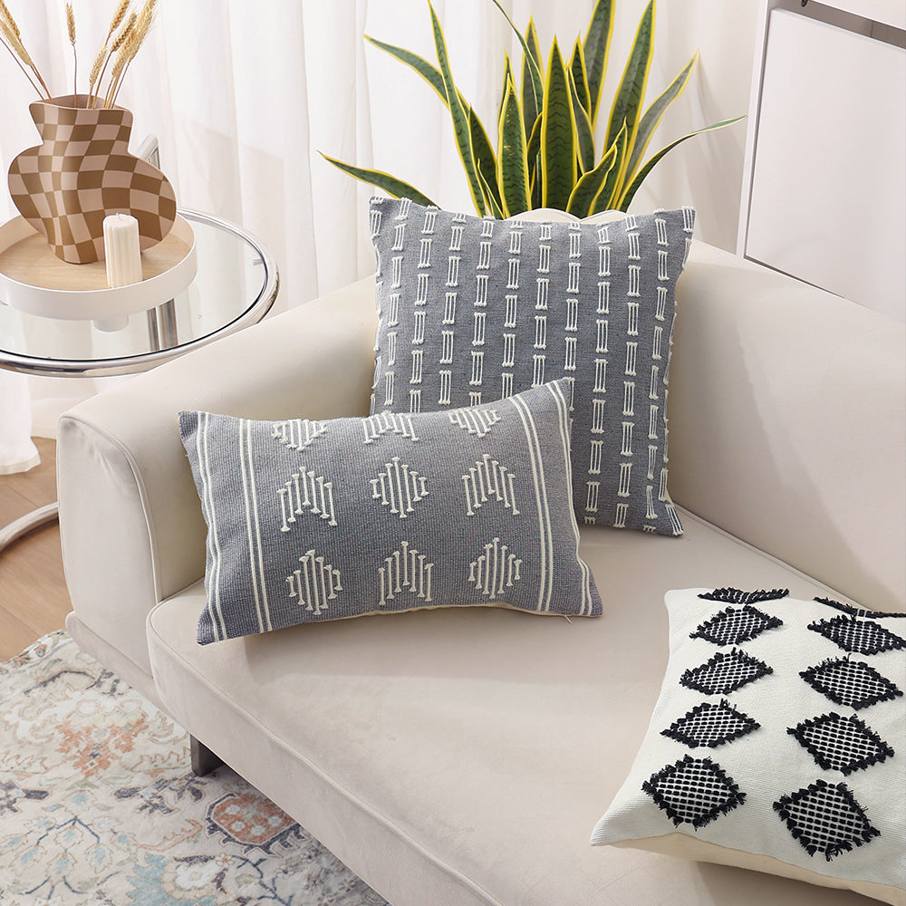 Woven decorative cushion cover with hand-tufted geometric pattern Kalsten
