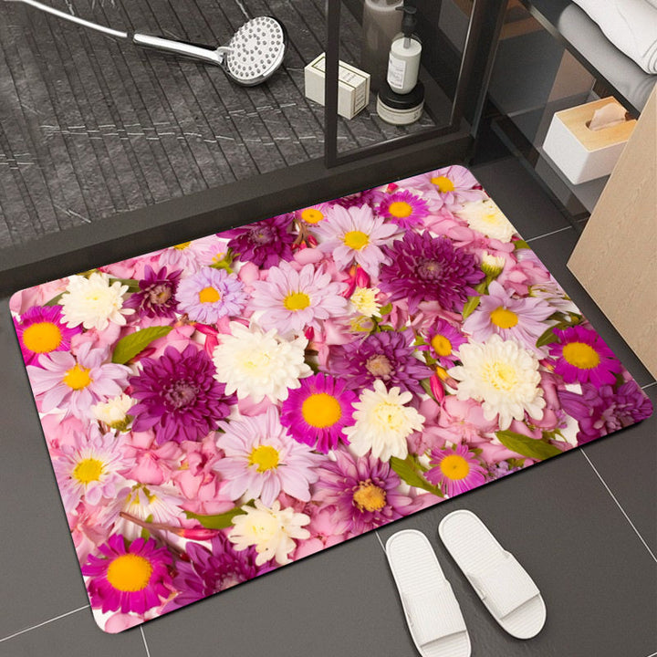 Floral Design Memory Foam Bath Mat Kalsten