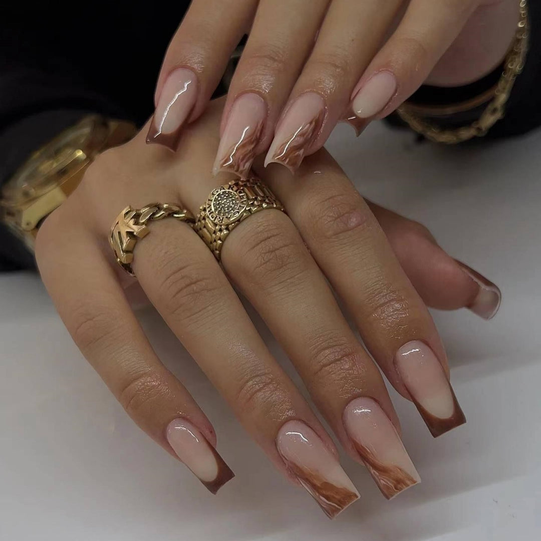 Elegant Coffin Nail Extensions Kalsten