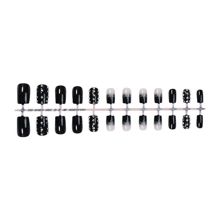 Decorative Press-On Nail Set with Gem Accents kalsten