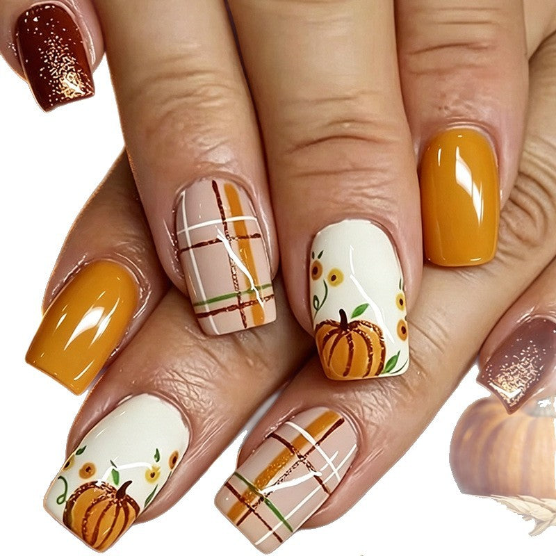Festive Pumpkin-Inspired Nail Art Set Kalsten
