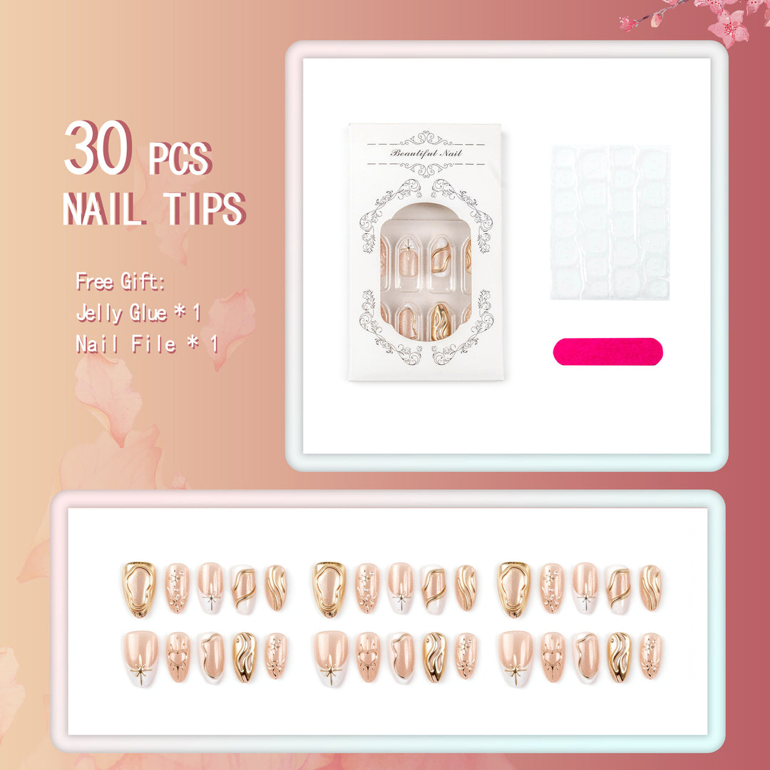 Artistic 3D Nail Tips with Glitter and Bead Decoration Kalsten