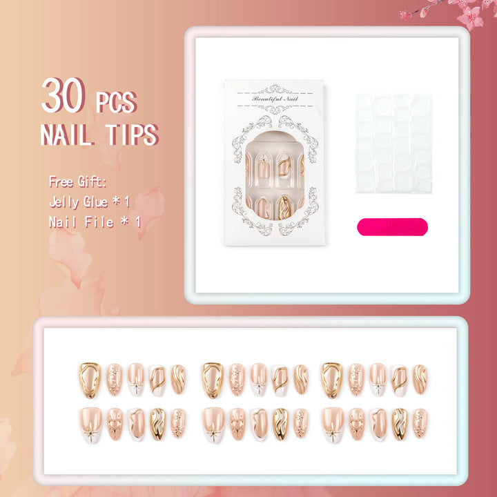 Artistic 3D Nail Tips with Glitter and Bead Decoration Kalsten