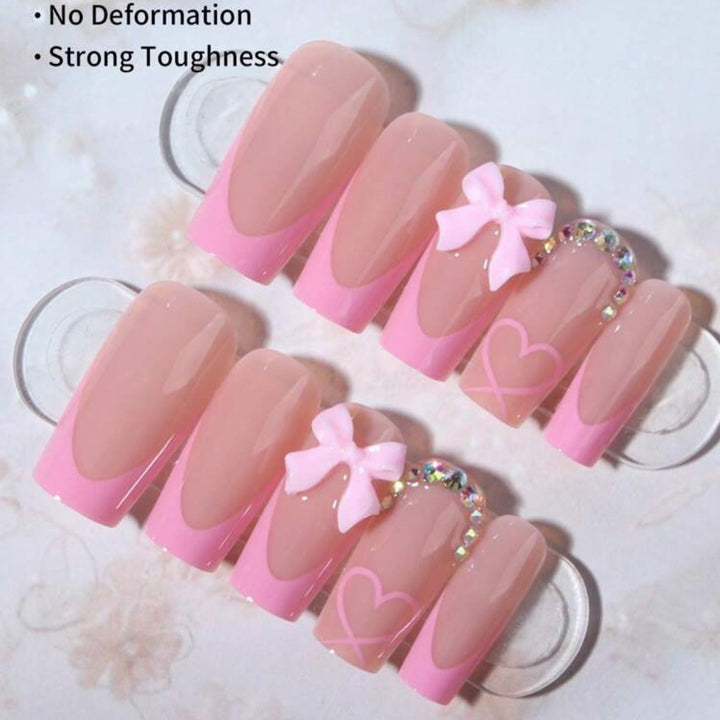 Artificial nail set with romantic bows and heart patterns Kalsten