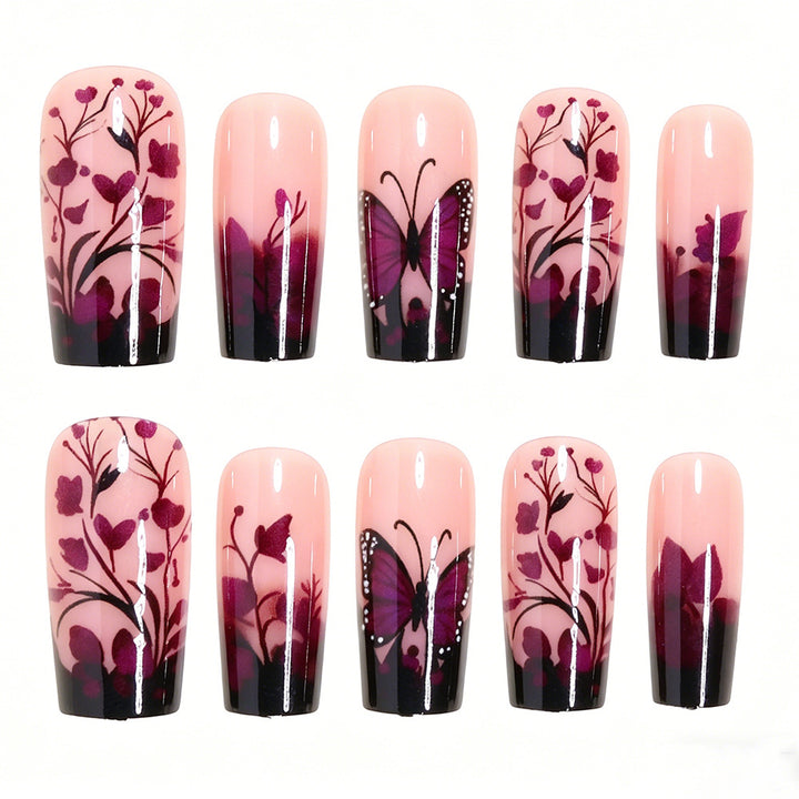 Elegant Butterfly Floral Nail Art Tips Kalsten