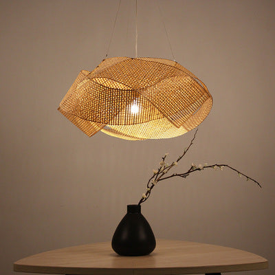 Woven Rattan Contemporary Pendant Light