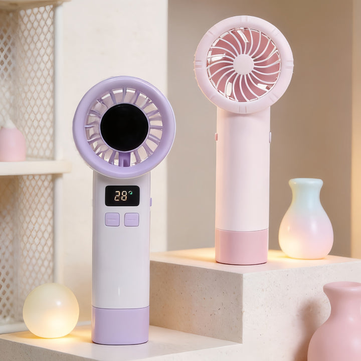 Women's Portable Mini Hand Fan with Digital Display Kalsten