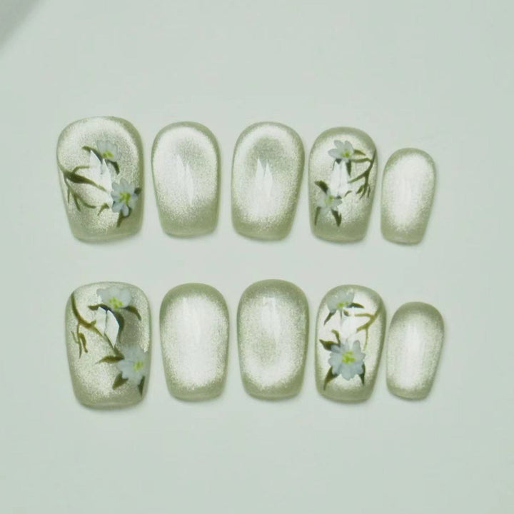 Artistic Floral Press-On Nails