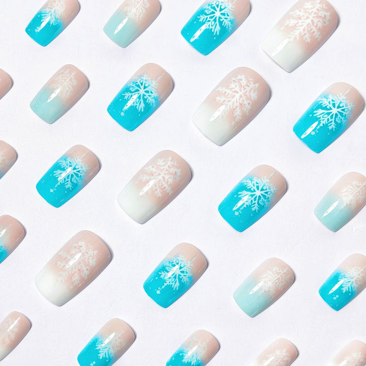 Wintry Artistic Nails with Shimmering Snowflake Design Kalsten